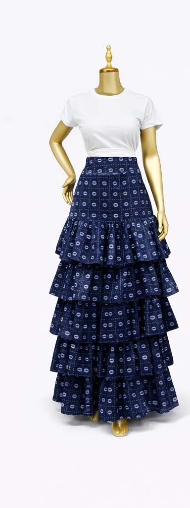 Moremi Adire Layered Skirt